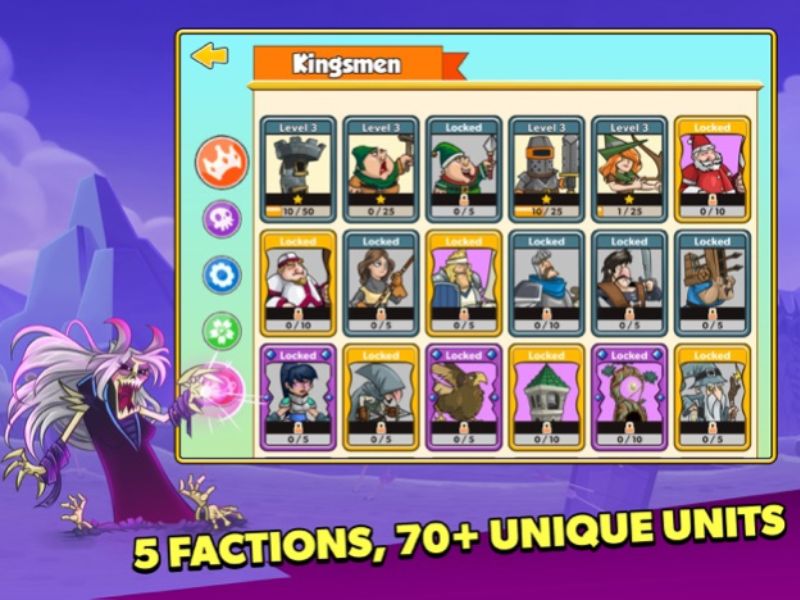 Chiến binh phong phú trong Hack Tower Conquest